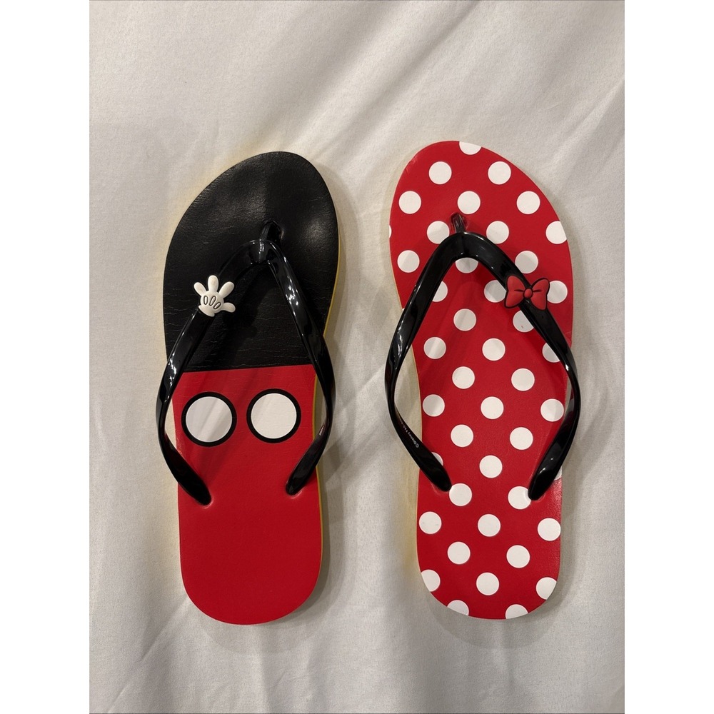 Disney Mickey & Minnie Mouse Flip Flops Sz 9-10 Vacation Resort Collectable